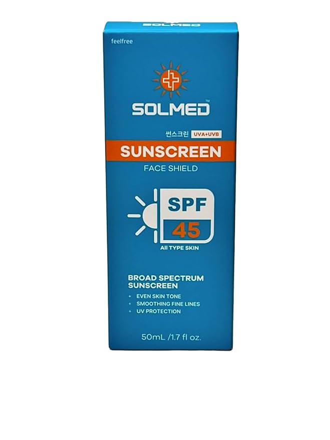 SOLMED Face Shield Sunscreen, SPF 45 Broad Spectrum, UVA+UVB Protection, 1.7 fl oz