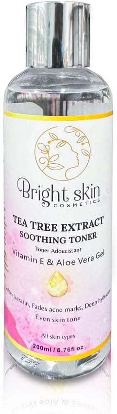 Tea Tree Extract Soothing Toner for Oily & Acne-Prone Skin | Controls Oil, Shrinks Pores, Fades Acne Marks & Brightens Skin | with Aloe Vera, Vitamin E & Witch Hazel – 200ml