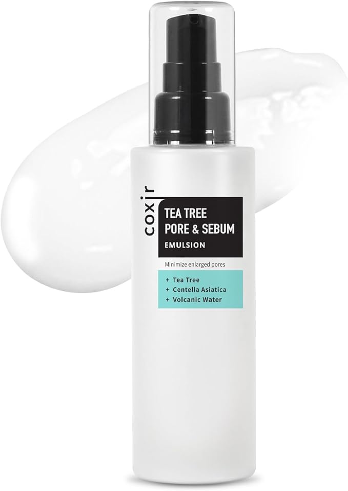 coxir Tea Tree Pore & SEBUM Emulsion for Oil Balance, Pore Minimizer, sebum Control Paraben Free, Cruelty Free, Korean Skin Care [100ml/3.38 fl.oz]