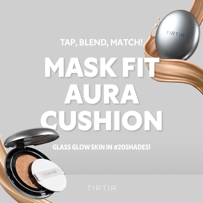TIRTIR Mask Fit Aura Silver Cushion Foundation | Semi-glow Finish, Natural Coverage, Moisturizing, Lightweight, Korean cushion foundation (#15C Fair Porcelain, Full Size, 0.63 Fl Oz)