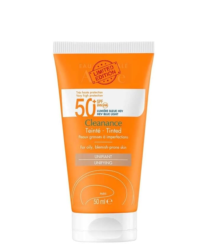 Clean Solaire Tinted SPF 50 Facial Sunscreen – For Face and Neck, Oily & Acne-Prone Skin, Sebum-Regulating, Tone-Evening, Broad-Spectrum UVA/UVB, Non-comedogenic, Water Resistant, 1.7 Fl Oz