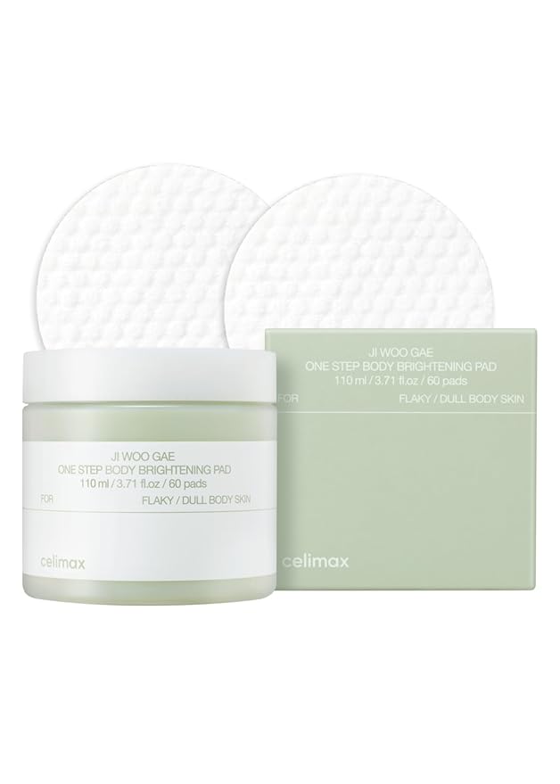 celimax ONE STEP Body Brightening Pad 110ml (60 pads) + Ji.Woo.Gae Cica BHA Blemish Toner Pad (60 Pads) Bundle