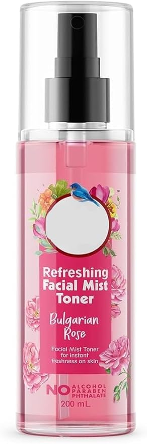 RG Bulgarian Rose Refreshing Facial Mist Toner - Instant Freshness, Shrinks Pores | Normal to Oily Skin | 200ml | Alcohol-Free, Paraben-Free
