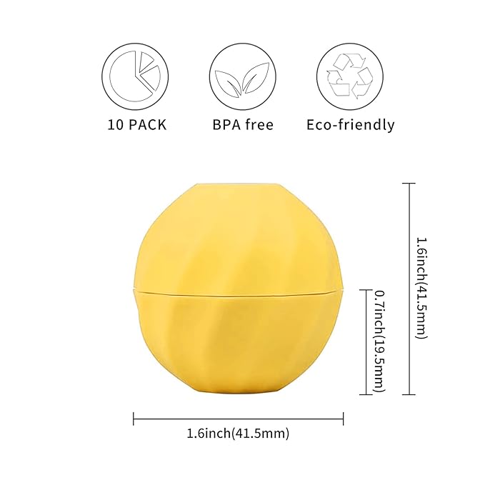 longway 0.24Oz (7ml) Empty Lip Balm Sphere Containers | Screw Cap Lipstick Tubes/Chapstick Tubes/Chapstick Holder for Lip Gloss & BPA FREE (Pack of 10 (Yellow)