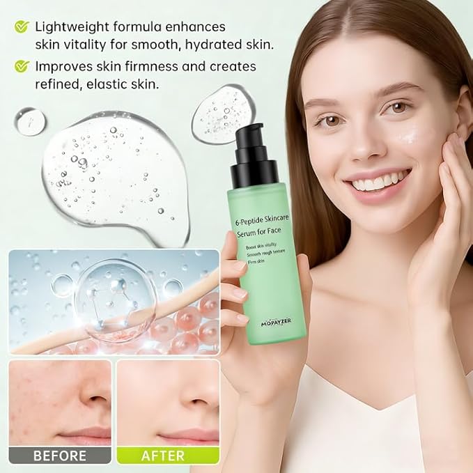 6X Peptide Skin Booster Toner Set, Peptide Boosting Facial Essence for Women, 2 Pcs Repairing Serum with Niacinamide & Hyaluronic Acid, Reduces Fine Lines & Wrinkles, Soothes Skin, Korean Skin Care