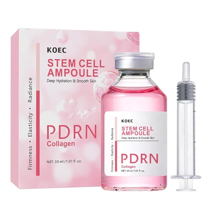 KOEC PDRN Pink Peptide Serum with Stem Cell,Face Lifting Pink Facial Ampoule,Intensive Glowing & Boosting & Hydrating,Non-Greasy,Gentle Formula 1.01 Fl Oz / 30ML