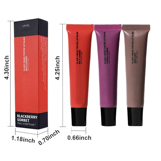 3Pcs Summer Lip Butter Lip Balm Glow Reviver Lip Gloss, Melting Lip Serum, Ultra-Hydrating Natural Vegan Lip Balm, Sheer-Tinted Shine & Hydration, Soothes & Softens Dry Lips (04+05+06)