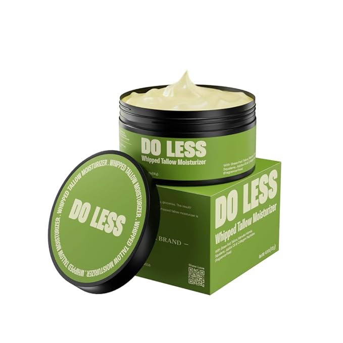 Do Less Whipped Beef Tallow Cream. Grass-Fed, All-Natural Moisturizer with Manuka Honey, Jojoba Oil & Vitamin E for Face and Body Nourishment, 4oz