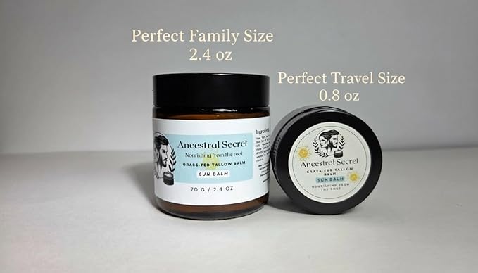 Tallow Sun Balm, Natural Balm, Coconut Vanilla Scent, Vitamin E, Moisturizing, 20% Non-nano Zinc Oxide (0.80 Oz)