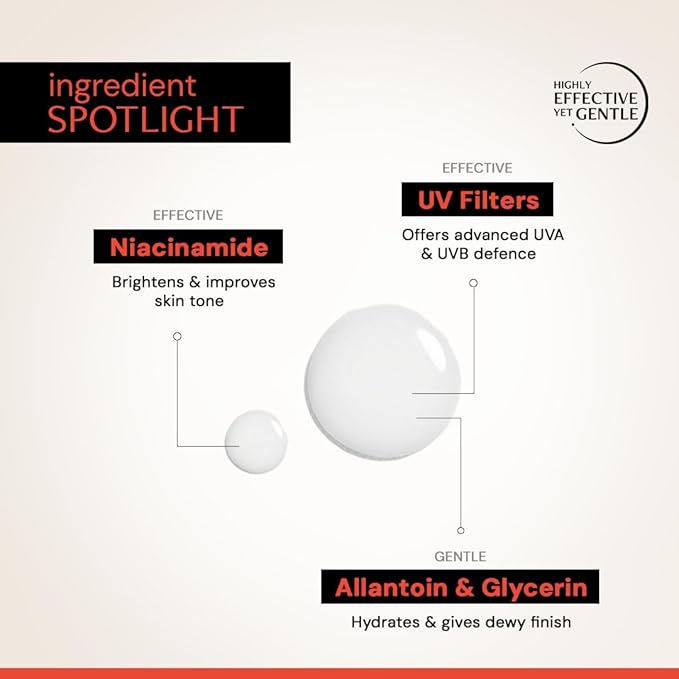 Deconstruct Dry Skin Brightening Fluid Sunscreen SPF 50+ with Niacinamide | Lightweight, Hydrating & Dewy | UVA/UVB Protection | 8-Hour Wear, Water-Resistant, No White Cast | 50g | Pack of 3