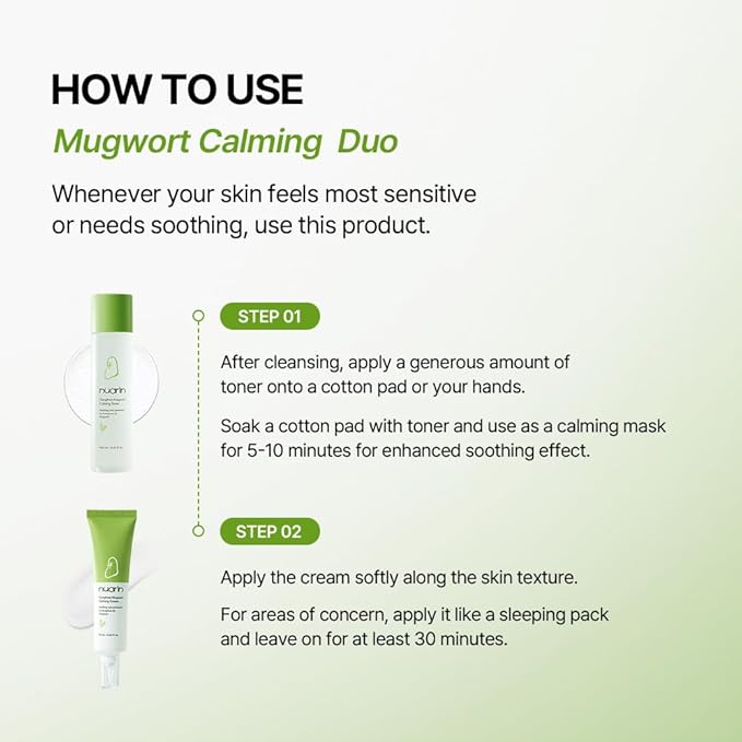 NUARIN Ganghwa Mugwort Calming Skincare | Soothing Toner & Cream Set