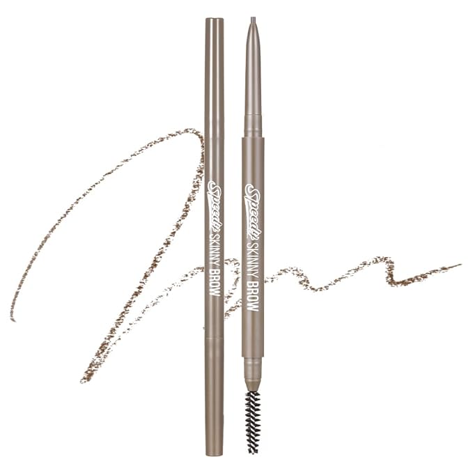 PERIPERA Speedy Skinny Brow (09 Taupe Brown),1.5mm Precise Eyebrow Pencil, Dual-Sided Fine Tip Shades, Define Fills Brow Make up, K Beauty, Korean Make-up