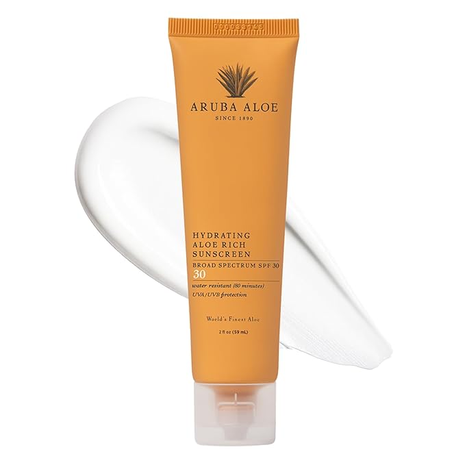 Aruba Aloe Hydrating Aloe Rich Sunscreen SPF 30 - Broad-Spectrum UVA/UVB Sunblock Lotion - Lightweight, Water-Resistant, Non-Greasy Sun Protection for Face and Body - 2 oz