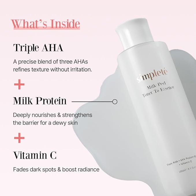 Milkpeel Toner to Essence – Gentle Daily Exfoliating, Hydrating Toner for Smooth, Radiant Skin, Strengthens Moisture Barrier, Perfect for Sensitive Skin, Balanced, Healthy Glow, 200ml