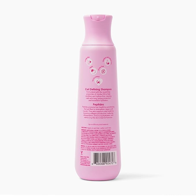 V&Co. Curly Pop Curl Defining Shampoo – Sulfate Free & Paraben Free Moisturizing Hair Care with Peptides, Amino Acids & Jojoba Oil for Hydration, Frizz Control & Healthy Curls – 12 fl oz