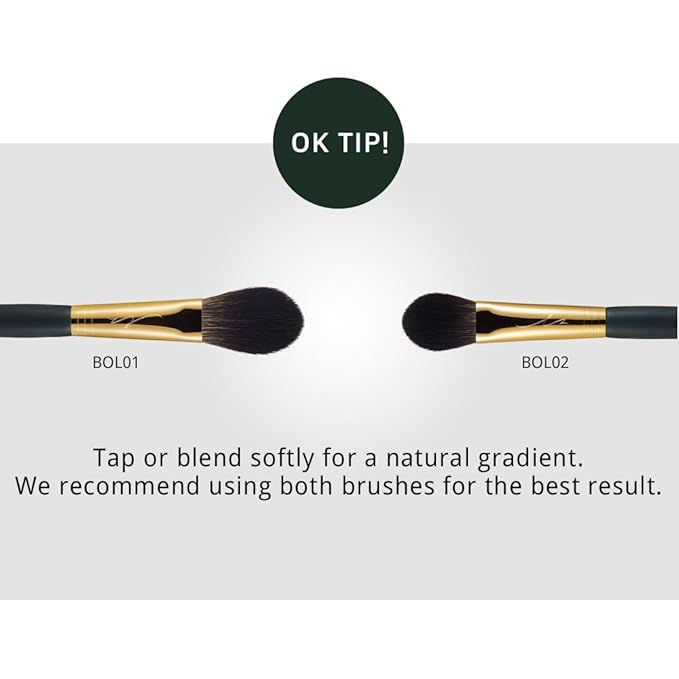 SOO ADOR okhee Point Cheek Brush BOL02 - Professional Point Blush Brush by K-Pop Makeup Artist Seo Ok - Dense Bristles for Bold Color Application & Blending in Small Areas - Premium K-Beauty