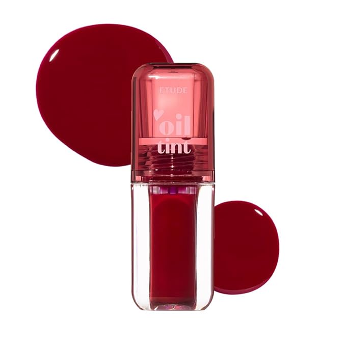 ETUDE Dear Darling Oil Tint #2 Plum Berry (0.14 fl.oz) | High Moisturizing and Strong Hydrating Lip Oil/Lip Gloss | Smooth and Moist Lips | Non-Sticky Lip Oil Tint For Dry Lips | K-beauty