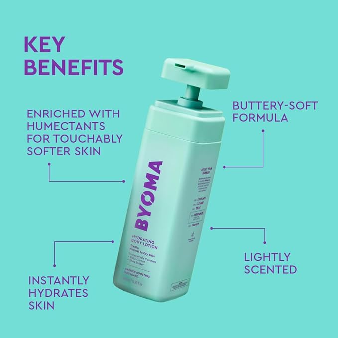 BYOMA Hydrating Body Lotion – Deeply Hydrates & Nourishes with Tri-Ceramide Complex, Shea Butter & Beta Glucan Skin Barrier, 13.52 Fl. Oz