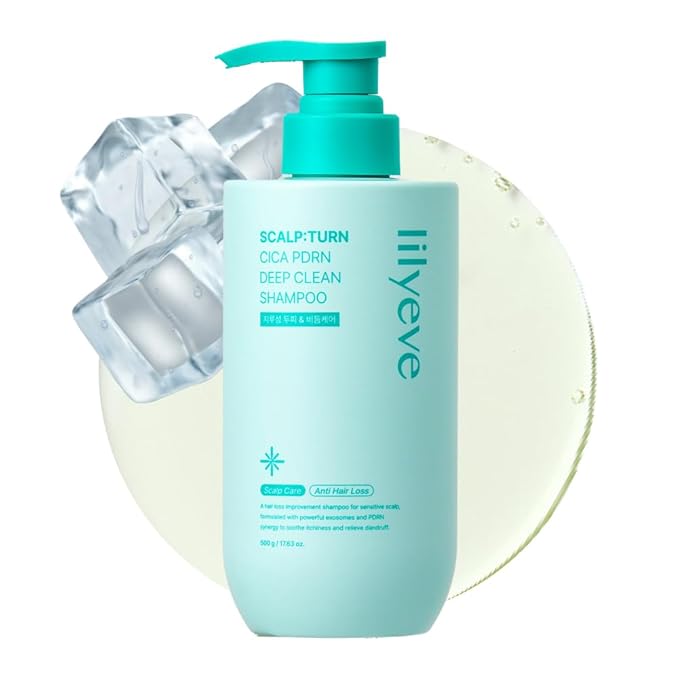 lilyeve SCALPTURN Shampoo – Cica PDRN Deep Clean Shampoo Infused with Exosome & Salicylic Acid, Clarifying Shampoo for Scalp Buildup, Korean Hair Care – 16.23 fl. oz. (17.63 oz.)