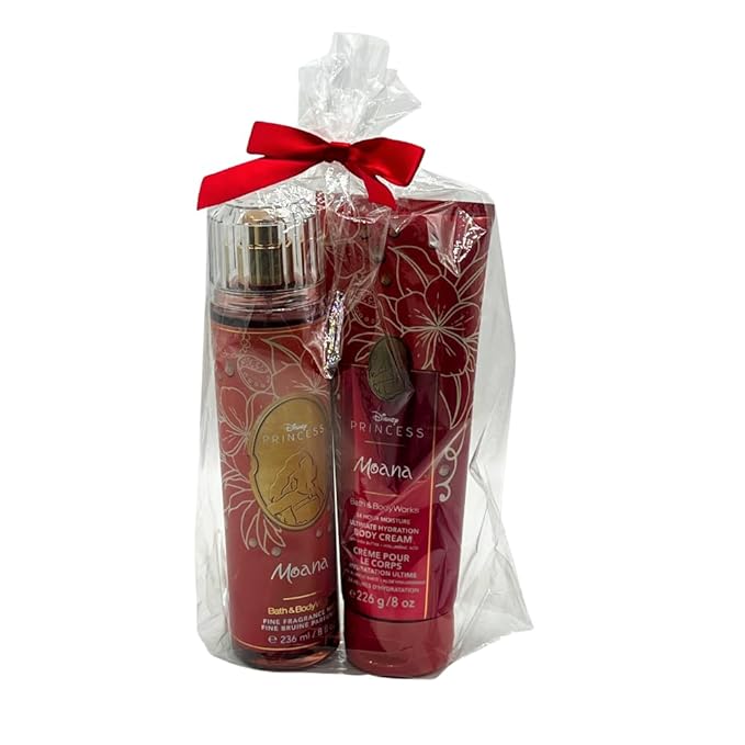 Bath & Body Works PRINCESS COLLECTION Fine Fragrance Mist & Ultimate Hydration Body Cream 2-piece Gift Set with a Bow for Holidays - Full Size – Limited Edition (Moana)
