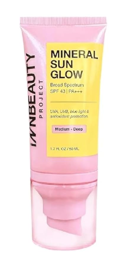 iNNBEAUTY PROJECT Mineral Sun Glow Broad Spectrum SPF 43 PA +++ with and Vitamin C 1.7 oz / 50 ml (Medium-Deep)