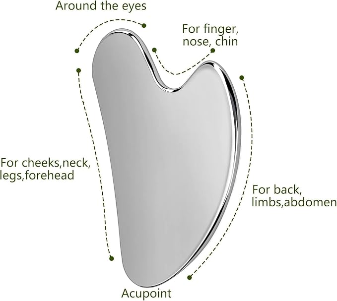 2Pcs Stainless Steel Gua Sha Facial Tools Guasha for Face - Stainless Steel Gua Sha Tool - Massager Tool for Jawline & Chin,Fascia Massage Tool for Face Massage, Lymphatic Drainage Massager