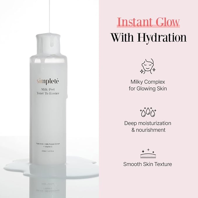 Milkpeel Toner to Essence – Gentle Daily Exfoliating, Hydrating Toner for Smooth, Radiant Skin, Strengthens Moisture Barrier, Perfect for Sensitive Skin, Balanced, Healthy Glow, 200ml