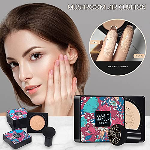 Mushroomhead Air Cushion CC Cream - Flaw'less Foundation Waterproof Makeup High Coverage Liquid BB Light to Medium Concealer Moisturizing for Dry Skin (Lovry)