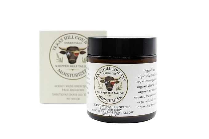 Beef Tallow Moisturizer- 100% Grass-Fed | Whipped Face & Body Balm | Nautral Skincare for Dry, Senstive Skin | Lightly Scented | 4oz