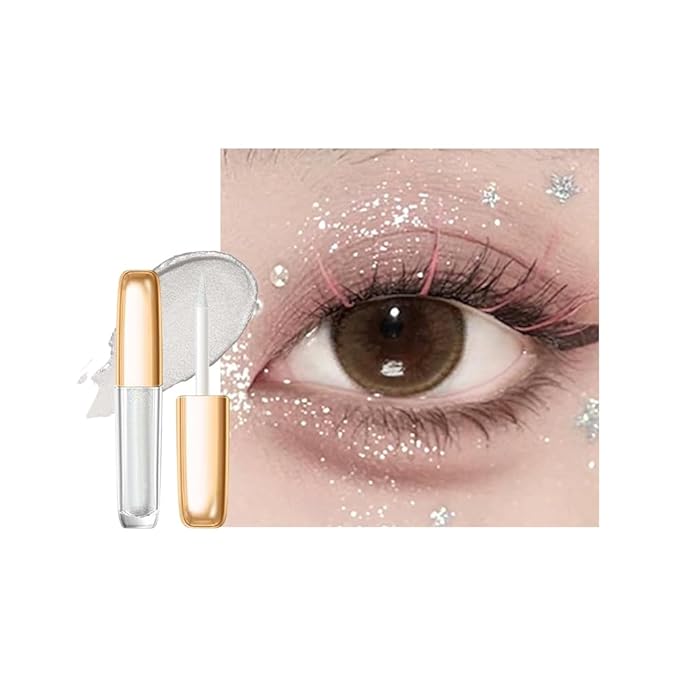 Liquid Glitter Eyeshadow Set, Korean Shimmer Eye Makeup, Waterproof Powder Formula, Quick-Drying, Long Lasting, 0.17 Oz (03#, 1PCS)
