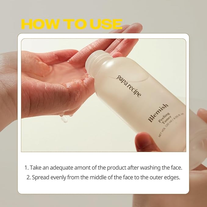 Papa Recipe Blemish Peeling Toner(4.05fl oz/120ml) - Moisturizing Toner for Face, Gentle Exfoliating, Dull Skin Renewal & Skin Balance, Suitable for Combination & Dry Skin, Korean Skin Care