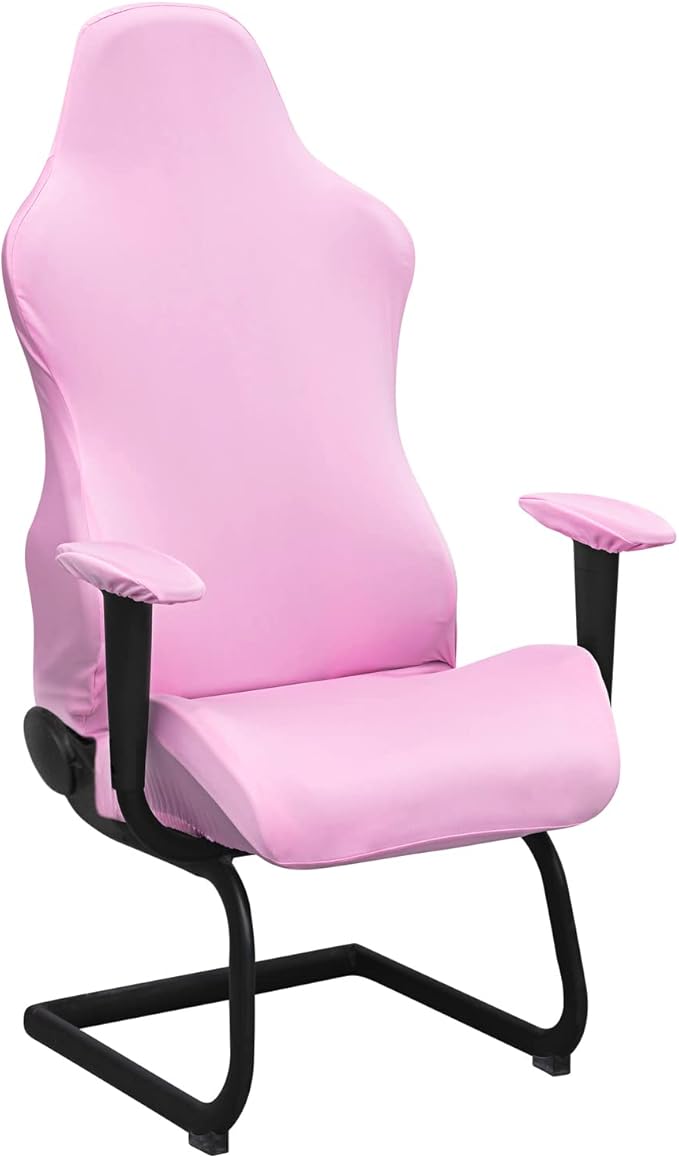 BTSKY Ergonomic Office Computer Game Chair Slipcovers Stretchy Polyester Covers for Reclining Racing Gaming Gaming Chair No Chair Included(Pink)