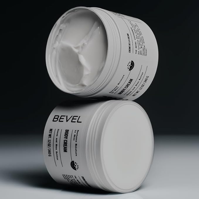 Bevel Body Cream, Luxury Body Lotion for Men, Dermatologist Tested & Hypoallergenic Moisturizer, Men's Lotion for Dry Skin, Cocoa & Shea Butter, Paraben Free, Petroleum Free, Supreme Oak Scent, 12 oz