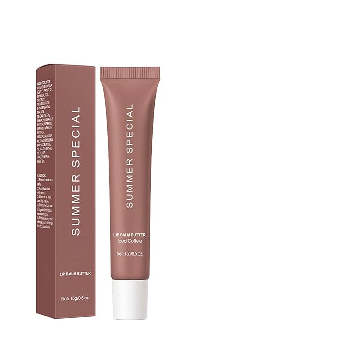 Summer Special Lip Butter Nourishing Hydration Lip Gloss with Shea Butter & Olive Oil Soothes Dry Lips and Lip Care Lip Balm with Natural Tint & Gloss Effect Lip Stain Iced Coffee
