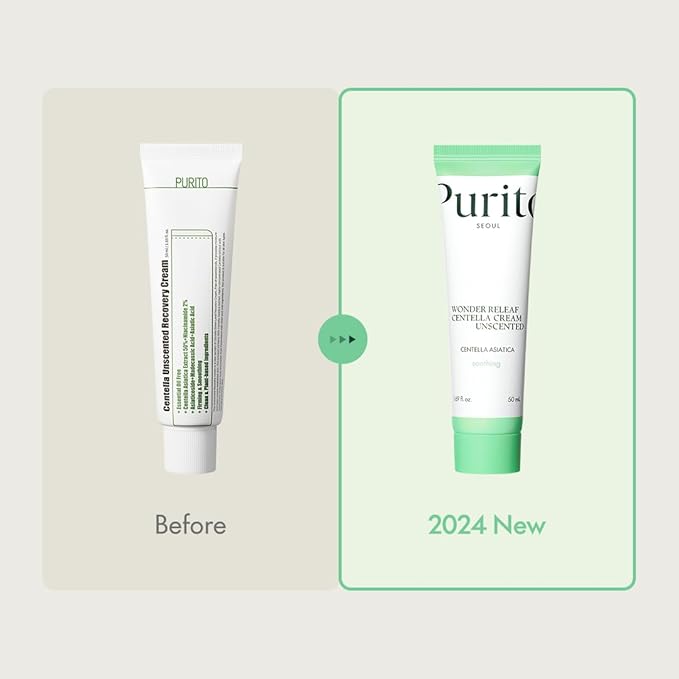 PURITO Centella Unscented Cream, Korean Centella, for All Skin Types, Soothing, Facial Cream for face, K-Beauty, Korean Skin Care, 50ml 1.7 fl.oz