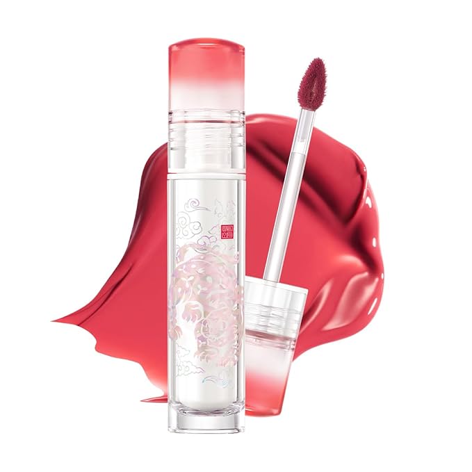 CLIO Crystal Glam Tint Korean Royal Heritage Edition, Glossy Lip Tint with Glass-Like Shine, Lightweight Buildable Lip Stain, Long-Lasting Color, Non-Sticky, Korean Lip Tint (029 CLOUD TIGER RED)