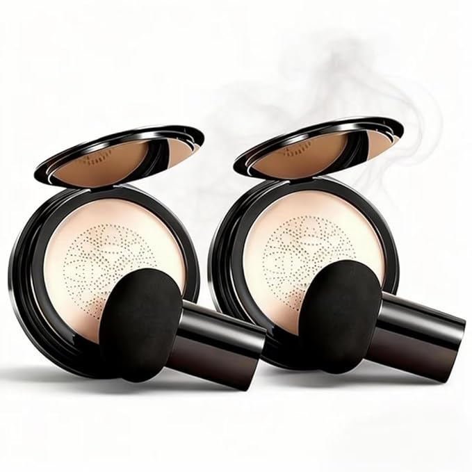 Glow Foundation, Foundation for Older Women - Mushroom Head Air Cushion CC Cream BB Cream, Moisturizing Long Lasting Full Coverage Concealer, Warm Tone for Light/Medium Complexions(2)