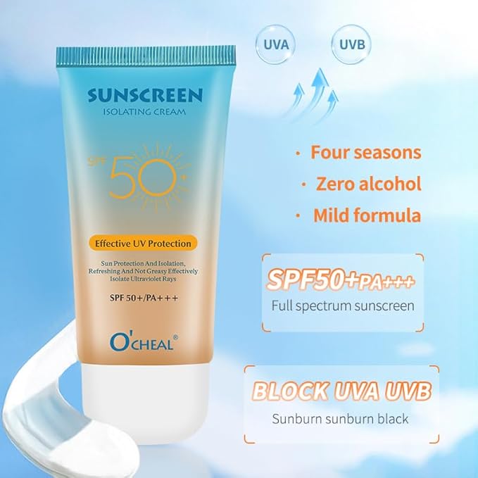 O'CHEAL Sunscreen Isolating Cream Anti-aging Anti Wrinkle Moisturizing Whitening Facial Body Neck Skin Care Cream-2.12oz