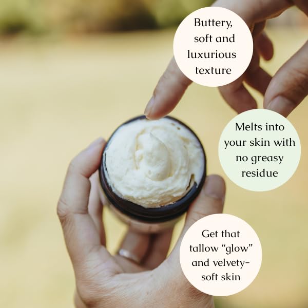 Hearth and Homestead: Handmade Whipped Tallow Balm (Coffee Vanilla) - Organic Body Butter with Infused Olive Oil - 1.3 oz …
