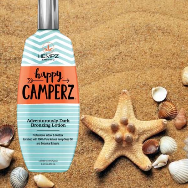 HEMPZ Happy Camperz Natural Bronzer - Herbal Moisturizing Self Tanning Lotion for Tanning Beds, Beach, Sun 8.5 Fl OZ
