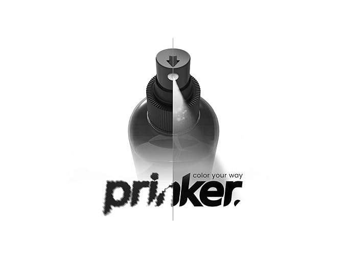 Prinker M Black Ink Refill, Skin-Safe Black Cosmetic Ink & Primer Spray, Water-Resistant and Soap-Washable, Skin-Safe