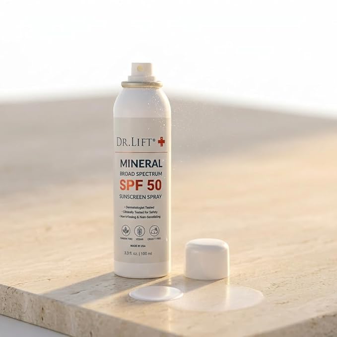 Mineral Sunscreen Spray SPF 50, Broad Spectrum UVA/UVB Protection, Lightweight Non-Greasy Face & Body Sunscreen with Zinc Oxide & Titanium Dioxide, Botanical Oils & Vitamin E 3.3 oz