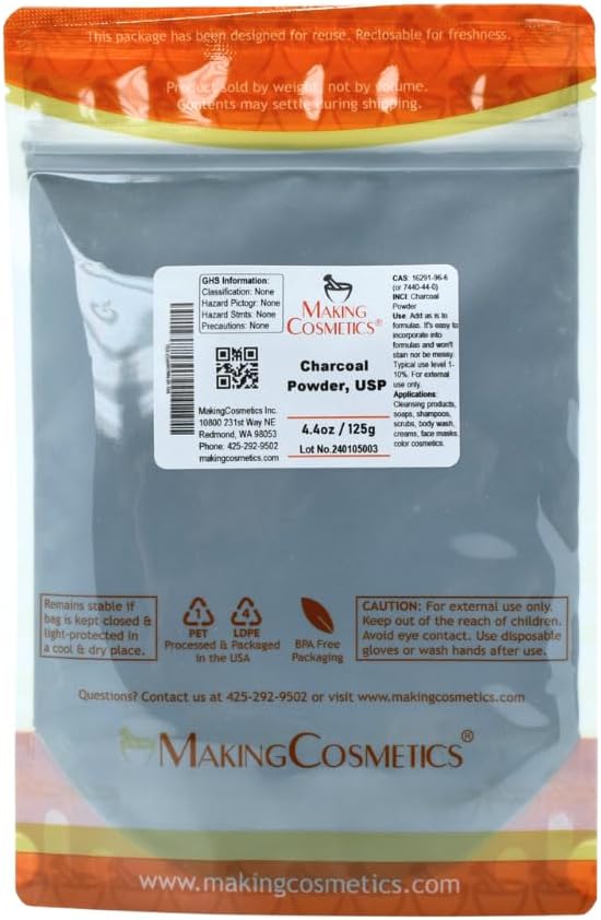 Charcoal Powder, USP for Skin Care - 4.4oz / 125g