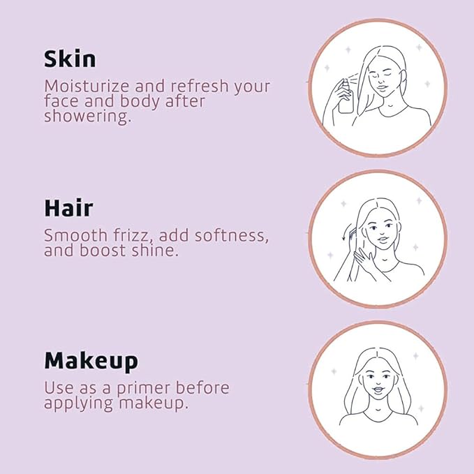 Glycerin and Rose Water Toner and Moisturizer – 8 fl oz Hydrating Facial Mist for Skin and Hair – Compatible with All Skin Types, pH-Balancing, Alcohol-Free, Soothing Rose Scent