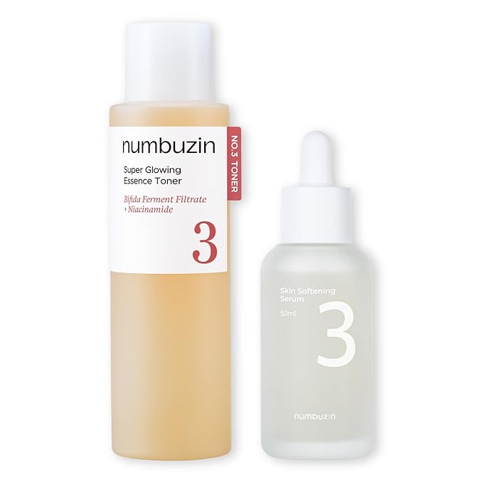 numbuzin No.3 Glowing Skin Duo | Essence Toner + Serum Set for Pores, Texture & Radiance, Glow