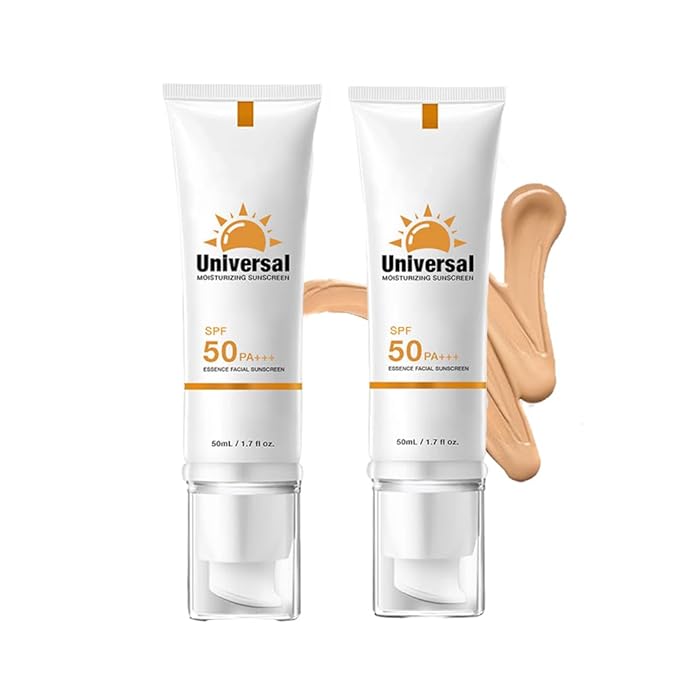 Tinted Sunscreen For Face SPF 50, 2 PCS Universal Protector Solar 50 Moisturizer, Hydrating Sun Essence Face Sunscreen, UV Defense, Travel Size, 50ml