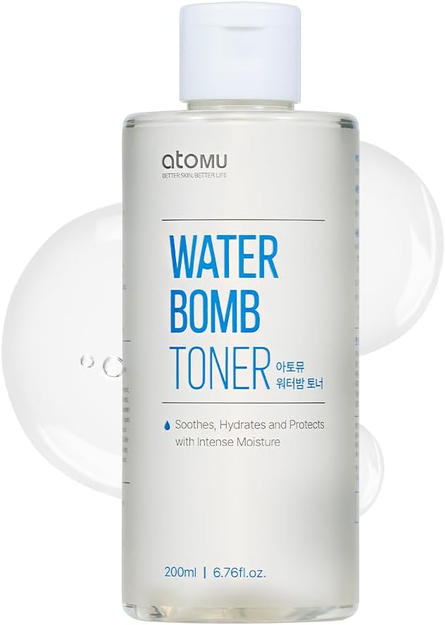 Atomu Water Bomb Toner, Moisturizing Soothing Mildly Acid Toner, Hypoallergenic, Exfoliating, Hydration Boost (6.76 fl.oz.)