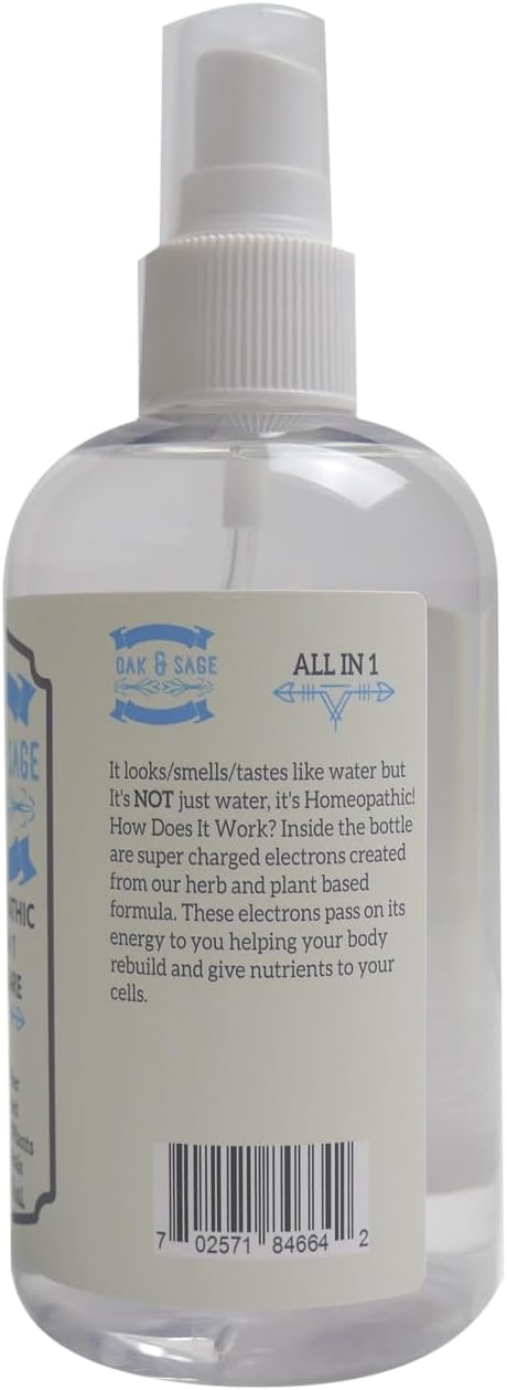 OAK & SAGE Homeopathic All In 1 Skin Care - NonLather - Unscented - 8oz - 100% Herbs/Plants, No Alcohol, No Chemicals - For All Skin Types