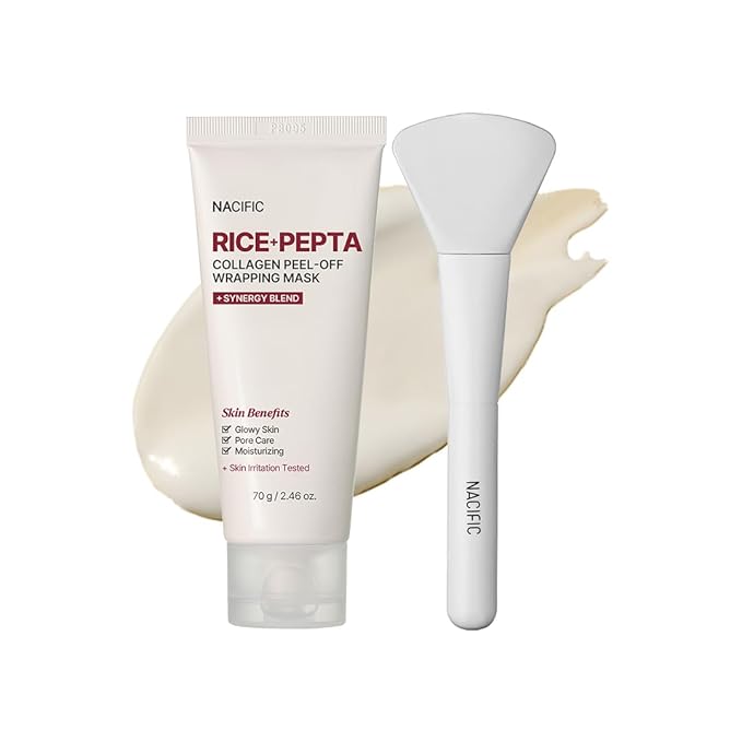 NACIFIC Rice Pepta Collagen Peel-Off Wrapping Mask 2.46oz 70g, Facial Mask Pack, Firming, Elasticity, Pore Minimizing, Glowy Glass Skin, Korean Skincare
