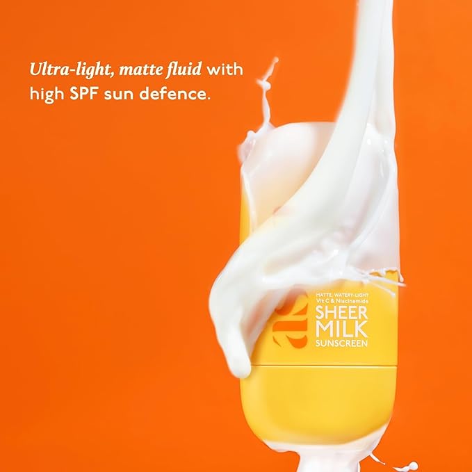As.aya Shee.r Milk Sunscreen SPF 50 PA++++ UVA + UVB | Lightweight Fluid Sunscreen with Niacinamide for Brightening | Water Based | Quick Absorbing | For Acne-Prone, Oily or Combination Skin, 50 ml